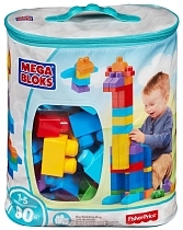 Картинка MEGA BLOKS Конструктор голубой в сумке "Мой первый конструктор", 80 деталей от магазина gnom.land