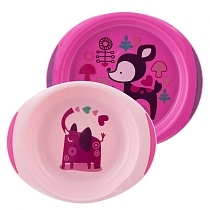 Картинка Chicco Набор тарелок 00016002100000, 12 мес.+, 2 шт., розовый от магазина gnom.land