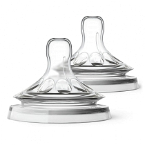 Картинка Соска Philips Avent Natural силикон, для густых жидкостей, 6 мес.+, 2 шт. от магазина gnom.land