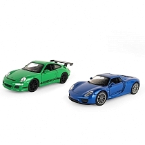 Картинка WELLY Набор машинок металлических 1:43 Porsche 918 Spyder и Porsche 911 (997) GT3 RS от магазина gnom.land
