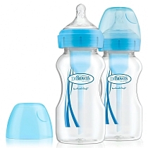 Картинка Dr.Brown's Набор антиколиковых бутылочек с широким горлышком "Options+", синий, 270 мл, 2 шт от магазина gnom.land