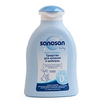 Картинка Sanosan Средство для купания и шампунь, 200 мл от магазина gnom.land