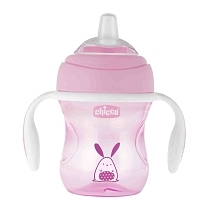 Картинка Поильник Chicco Transition Cup (силиконовый носик), 1 шт., 4 мес+, 200 мл, розовый от магазина gnom.land