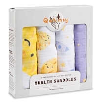 Картинка Qwhimsy Набор муслиновых пеленок "Космос", 4 штуки, QSB012 от магазина gnom.land