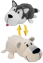 Картинка Мягкая игрушка Вывернушки 1Toy Хаски-Полярный медведь 40 см от магазина gnom.land