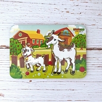 Картинка WoodLandToys Деревянный вкладыш «Мама и детеныш», козы от магазина gnom.land