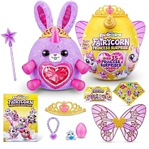 Картинка Zuru Игровой набор Rainbocorns Fairycorn Princess, 35 сюрпризов в яйце, золотая корона и розовые крылья от магазина gnom.land