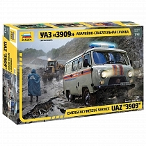 Картинка ZVEZDA Сборная модель УАЗ «3909» Аварийно-спасательная служба от магазина gnom.land