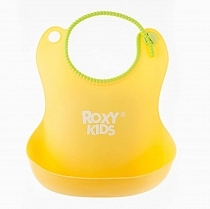 Картинка Roxy-kids Нагрудник мягкий с кармашком и застежкой, желтый от магазина gnom.land