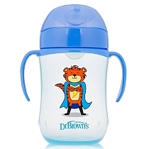 Картинка Dr.Brown's Чашка-непроливайка с мягким носиком, супергерой, синяя, 270 мл от магазина gnom.land