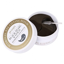 Картинка Petitfee Гидрогелевые патчи для глаз с коллоидным золотом и пудрой черного жемчуга Black Pearl Gold Hydrogel Eye Patch, 60 шт от магазина gnom.land