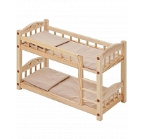 Картинка Paremo Двухъярусная кукольная кроватка из дерева, бежевый текстиль от магазина gnom.land