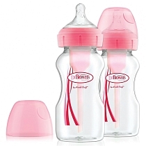 Картинка Dr.Brown's Набор антиколиковых бутылочек с широким горлышком "Options+", розовый, 270 мл, 2 шт. от магазина gnom.land