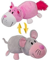 Картинка Мягкая игрушка Вывернушки 1Toy Розовый кот-Мышь 35 см от магазина gnom.land