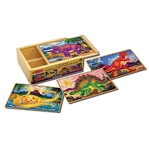 Картинка Melissa & Doug Деревянные пазлы "Динозавры" в коробке от магазина gnom.land