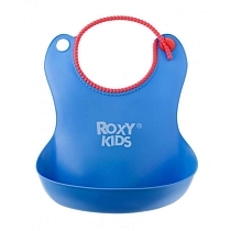 Картинка Roxy-kids Нагрудник мягкий с кармашком и застежкой, синий от магазина gnom.land