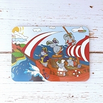 Картинка WoodLandToys Деревянный вкладыш "Пираты-бегемоты на корабле" от магазина gnom.land