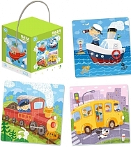 Картинка Пазл DODO 4 в 1 Транспорт от магазина gnom.land