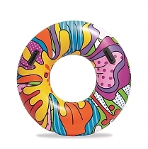 Картинка Bestway Надувной круг с ручками "Поп-арт", с 12 лет, 91 см. от магазина gnom.land