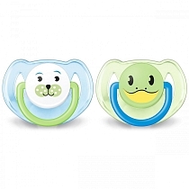 Картинка Avent Пустышка "Домашние животные" силиконовая, 6-18 месяцев, 2 штуки, для мальчика от магазина gnom.land